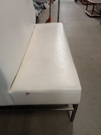 59"W White Faux Leather Double Sided Bench