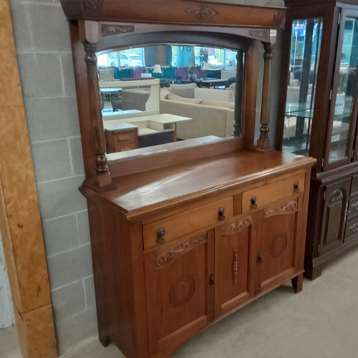 54"W Solid Wood Hutch with Mirror
