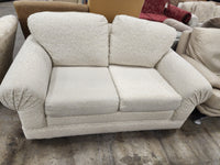 Light Cream Floral Loveseat with 2 Striped Cushions