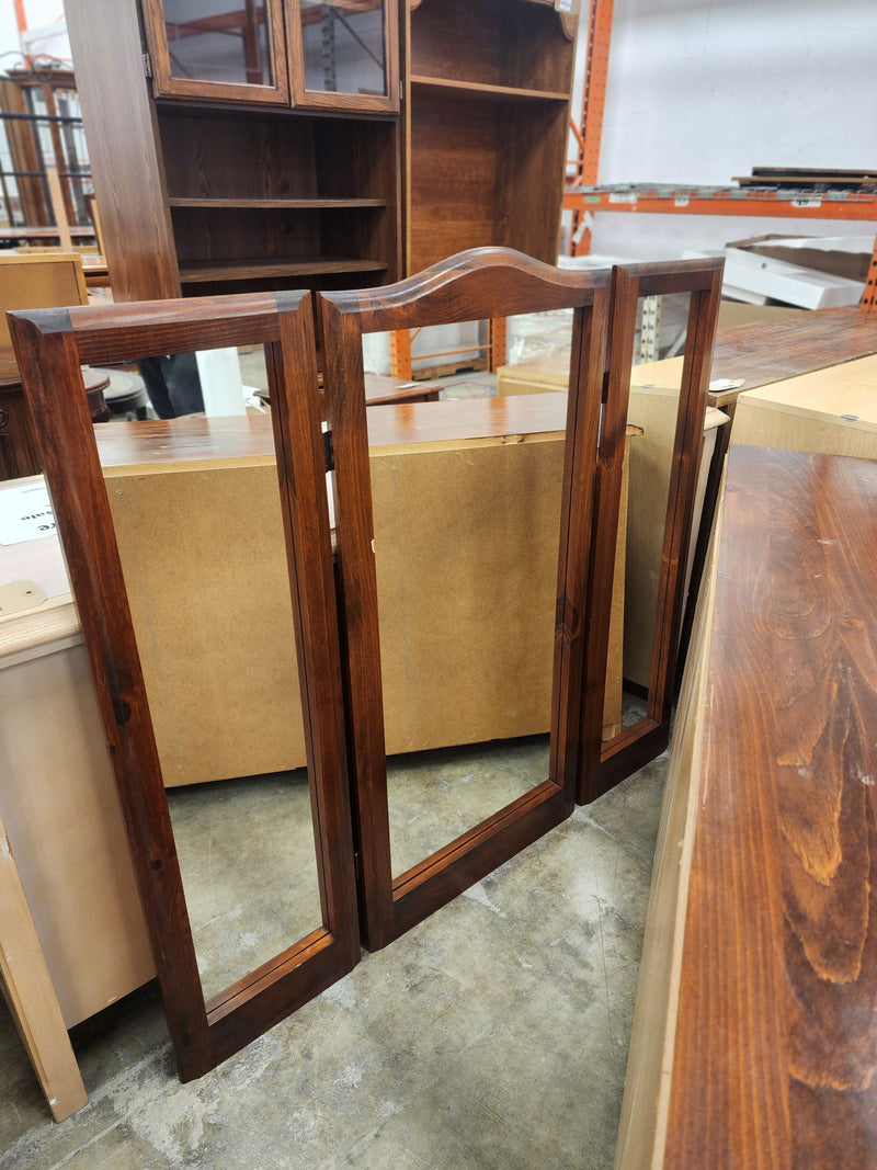 Dark Wood 9 Drawer Dresser with Mirror