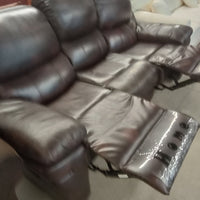 80"W Leather Recliner 3-Seat Sofa