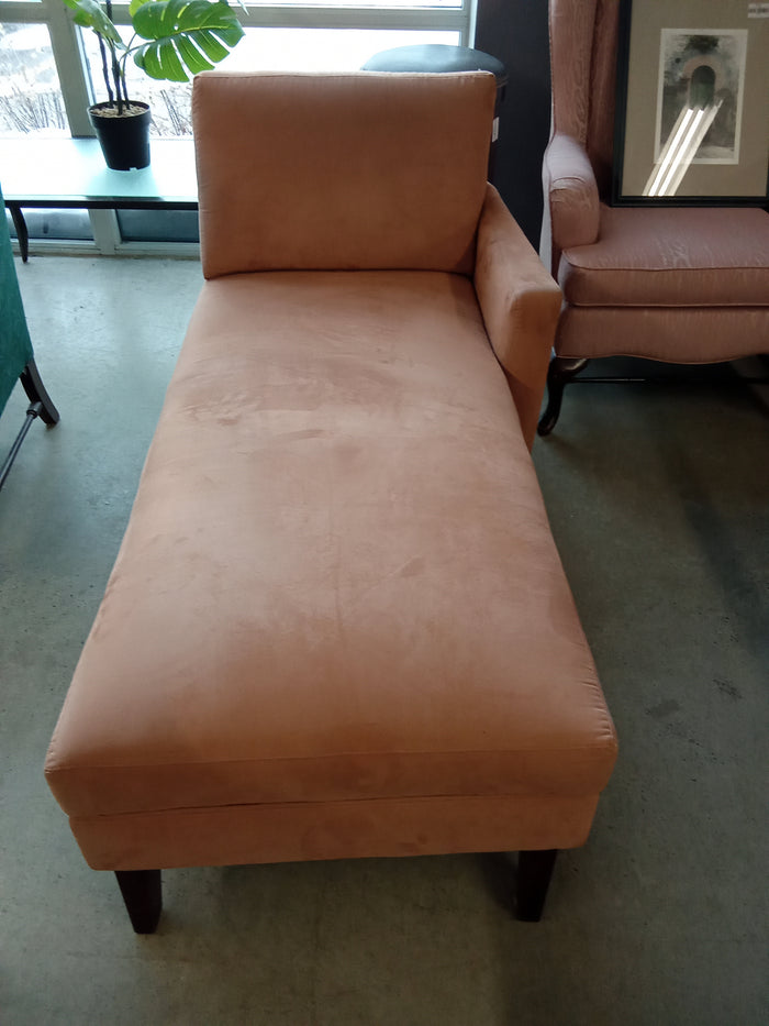 32"W Salmon Suede Style Chaise Lounge
