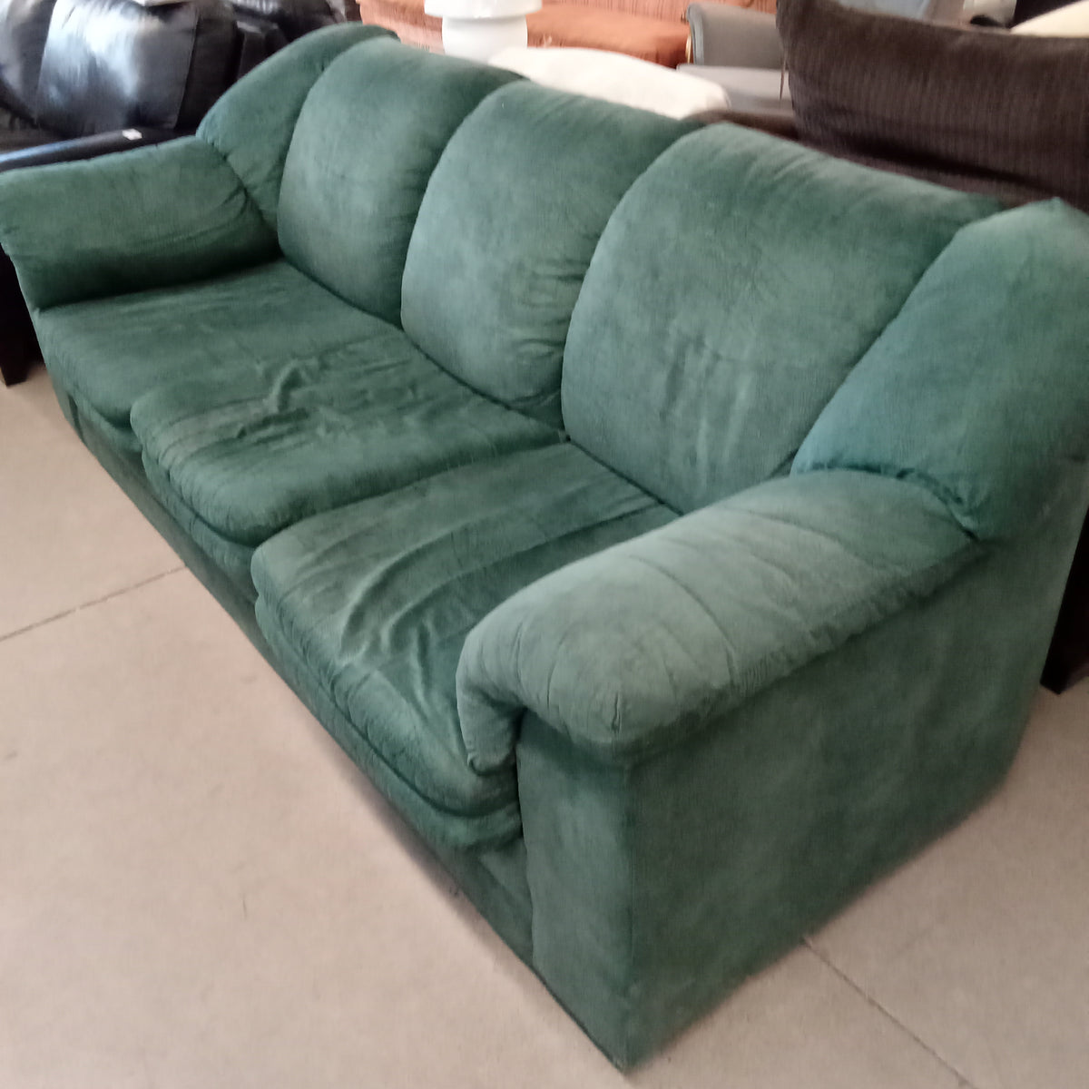 85"W 3-Seat Sofa in Green Fabric