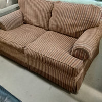 64"W Brown Stripped Love Seat