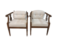Classic Upholstered Armchairs - Set of Two