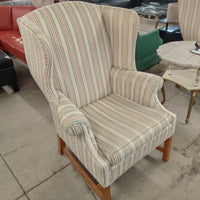 32"W Wing Back Chair in Striped Fabric