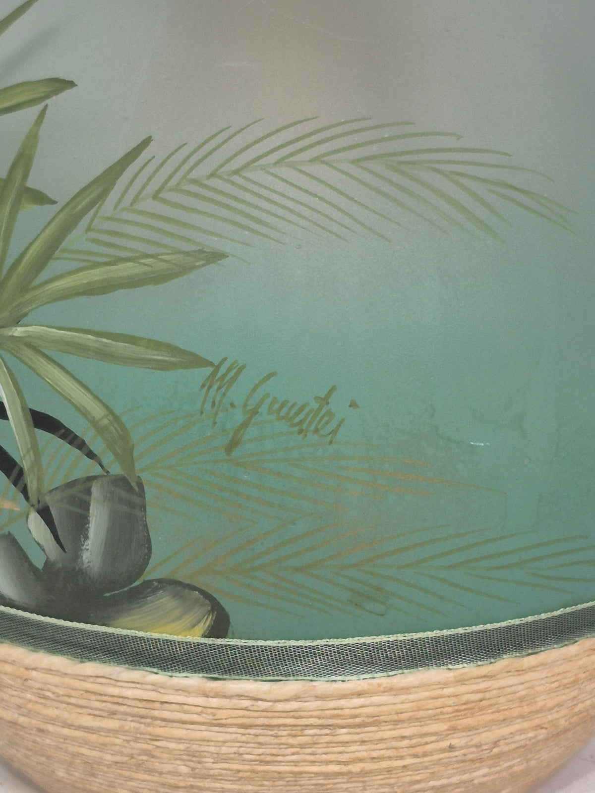 Puntoarte Hand Painted Vase with Dried Flower Arrangement