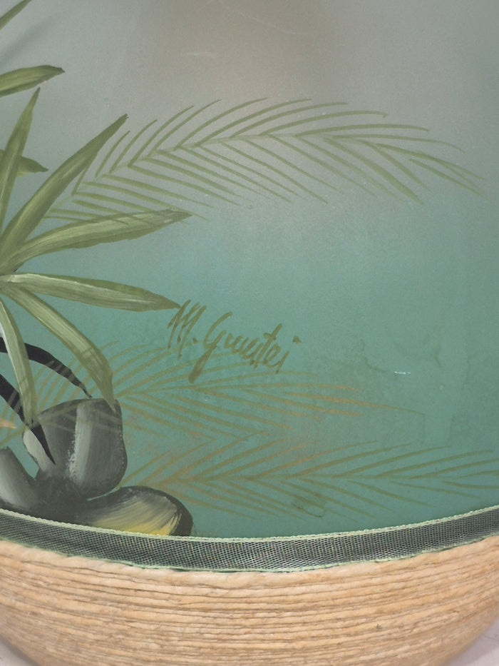 Puntoarte Hand Painted Vase with Dried Flower Arrangement