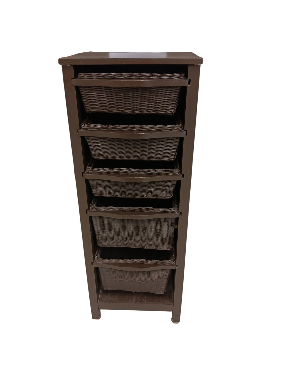 5-Basket Wicker Storage Cabinet