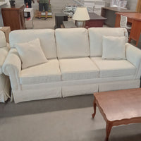 80"W Cream Fabric 3-Seat Sofa