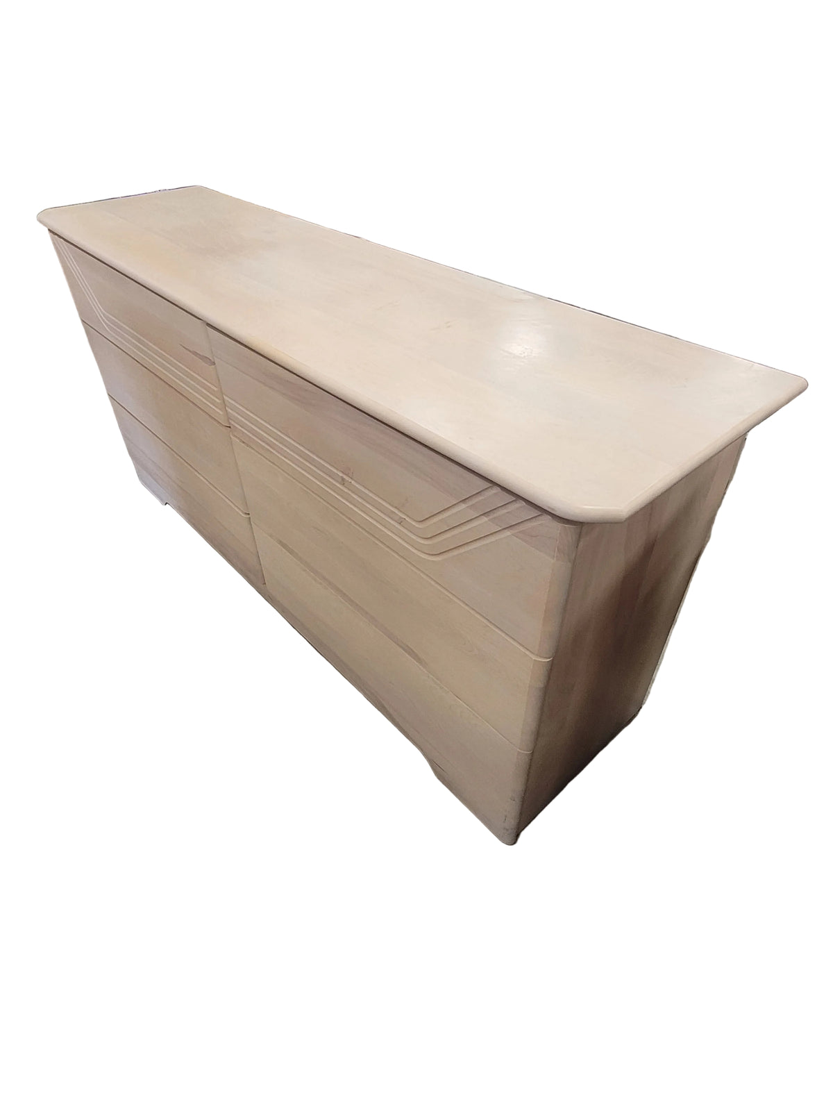 Light Wood 6-Drawer Dresser W/Mirror
