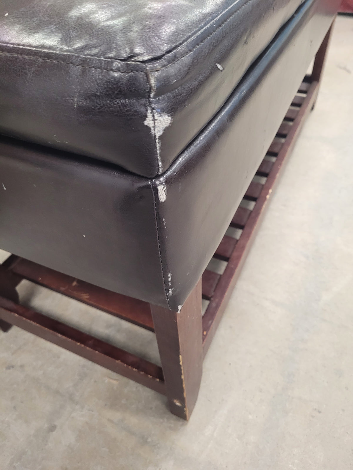 Dark Brown Faux Leather Storage Bench