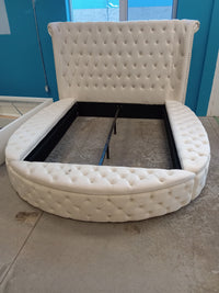 90"W Queen Bedframe with Storage (Stained)