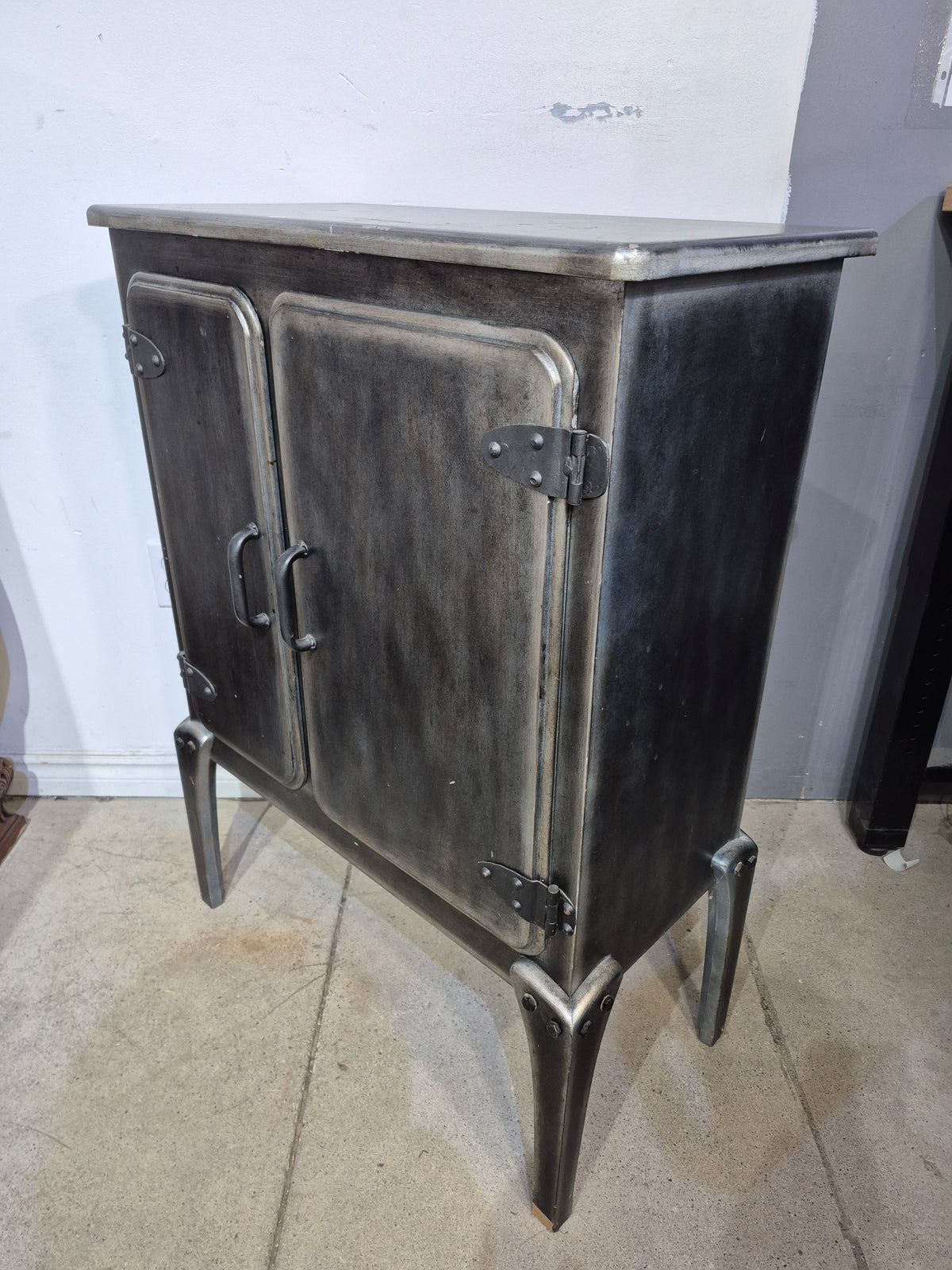 Rustic Metallic-Look 2-Door Cabinet