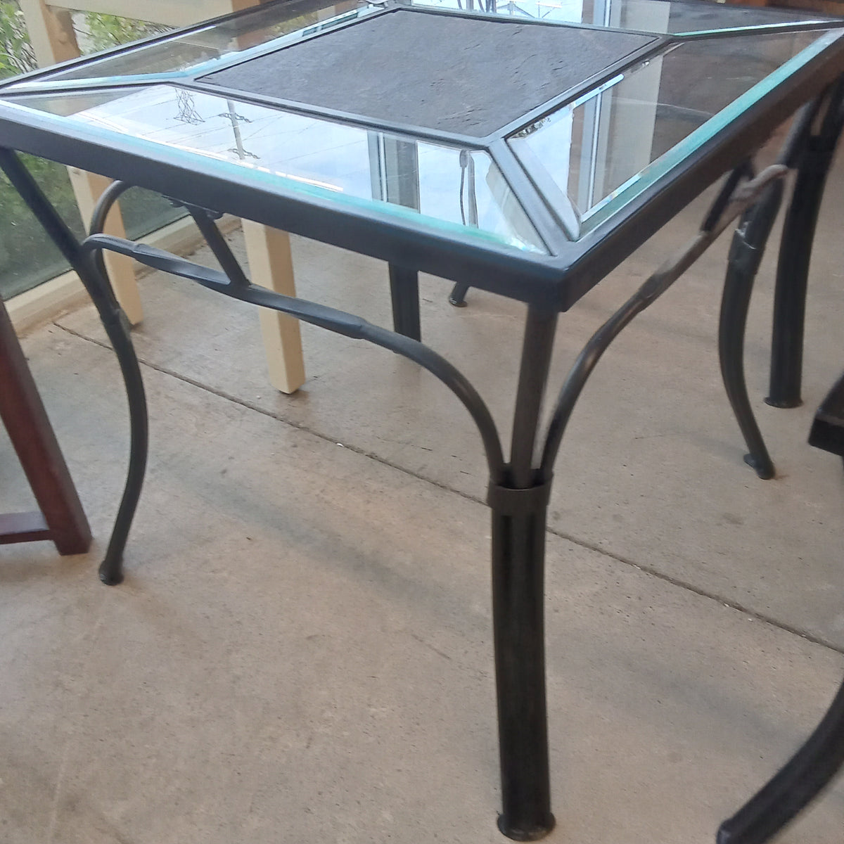 24"W Metal, Glass and Side Table