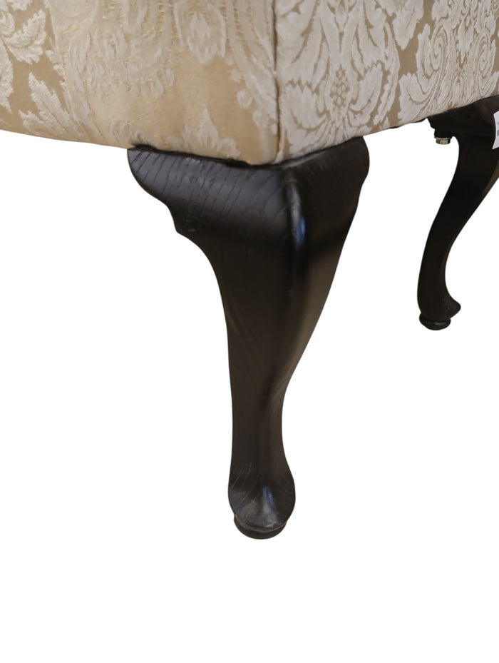 Gold Damask Upholstered Entryway Bench