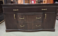 Dark Brown Buffet with Bow-Front Drawers