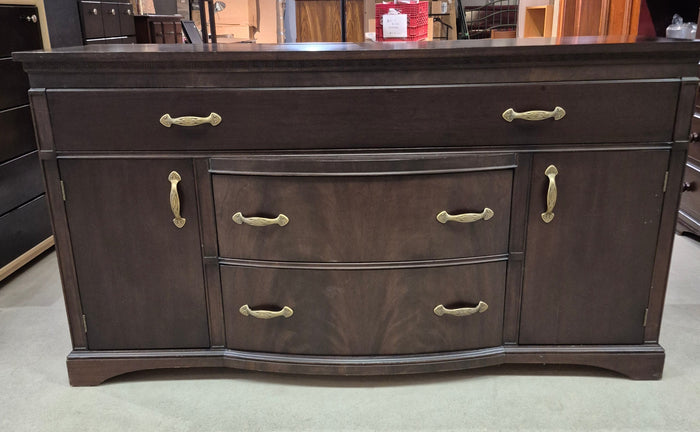 Dark Brown Buffet with Bow-Front Drawers