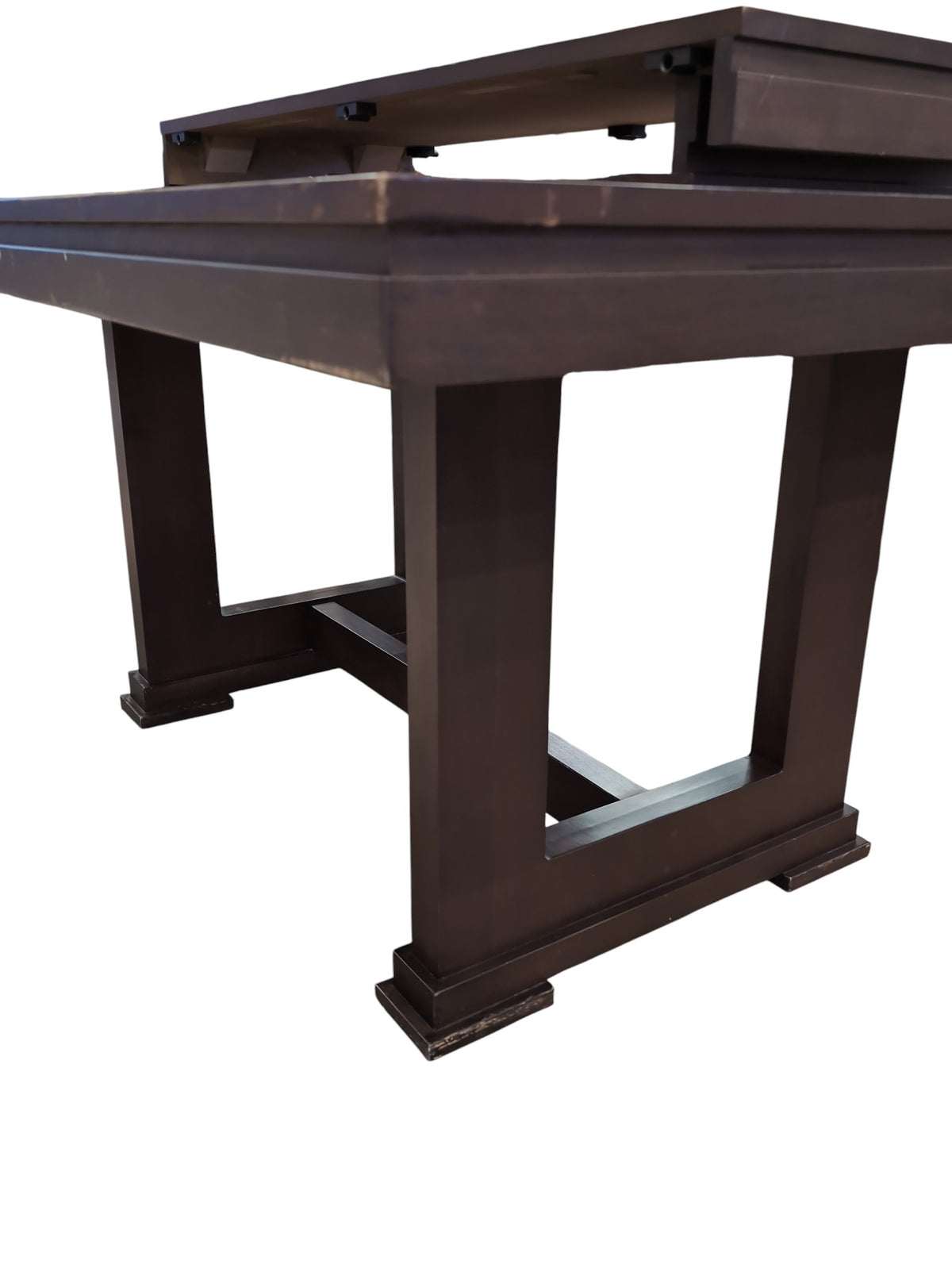 Dark Wood Dining Table Set w/ Six Chairs & Extendable Leaves