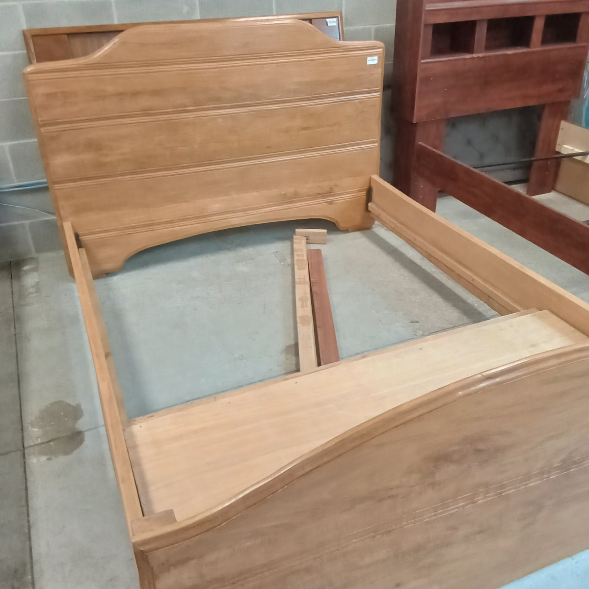 Mahogany Wood Queen Bed Frame W/Headboard #PB1