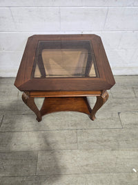Wooden Glass Top Side Table
