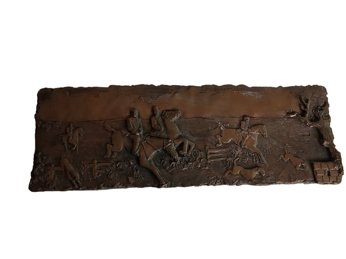 Bronzed Cast Fox Hunt Wall Relief