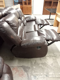 89"W Brown Leatherette 3-Seater Recliner Sofa 1