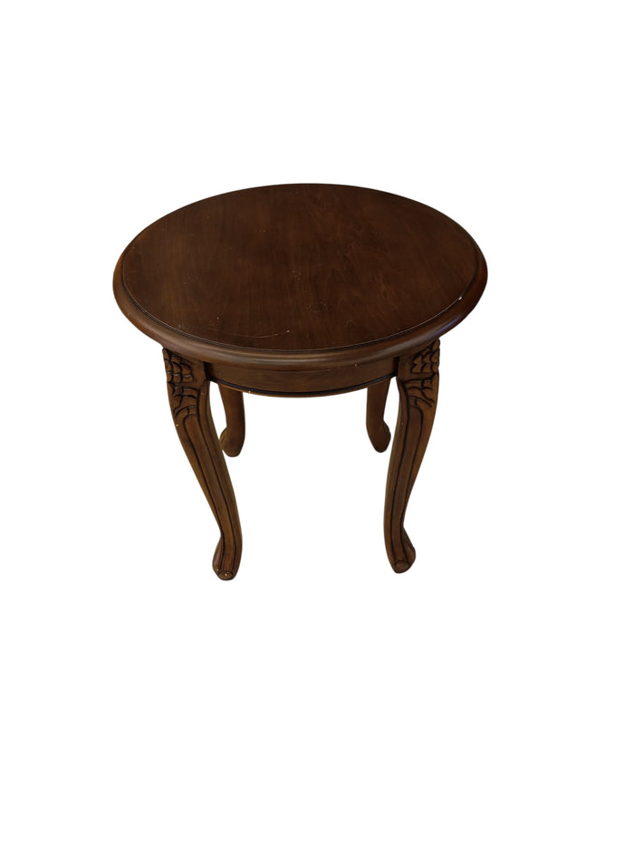 Solid Wood Craved Round Accent Table