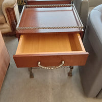 21.5"W Side Table with Steel Accent Rails