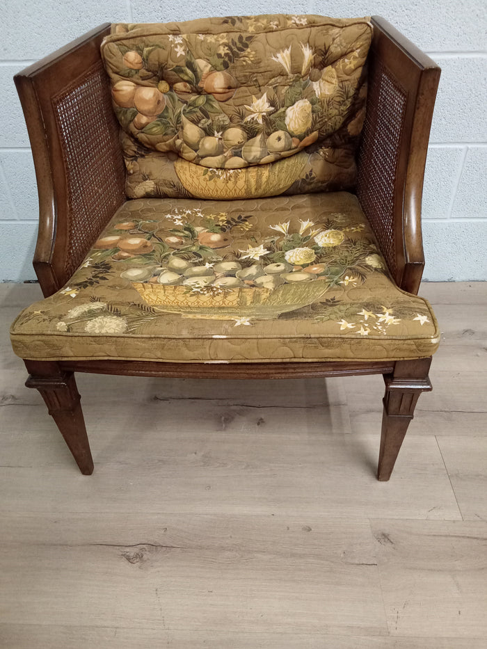 24"W Rattan Armchair in Fruit Themed Fabric