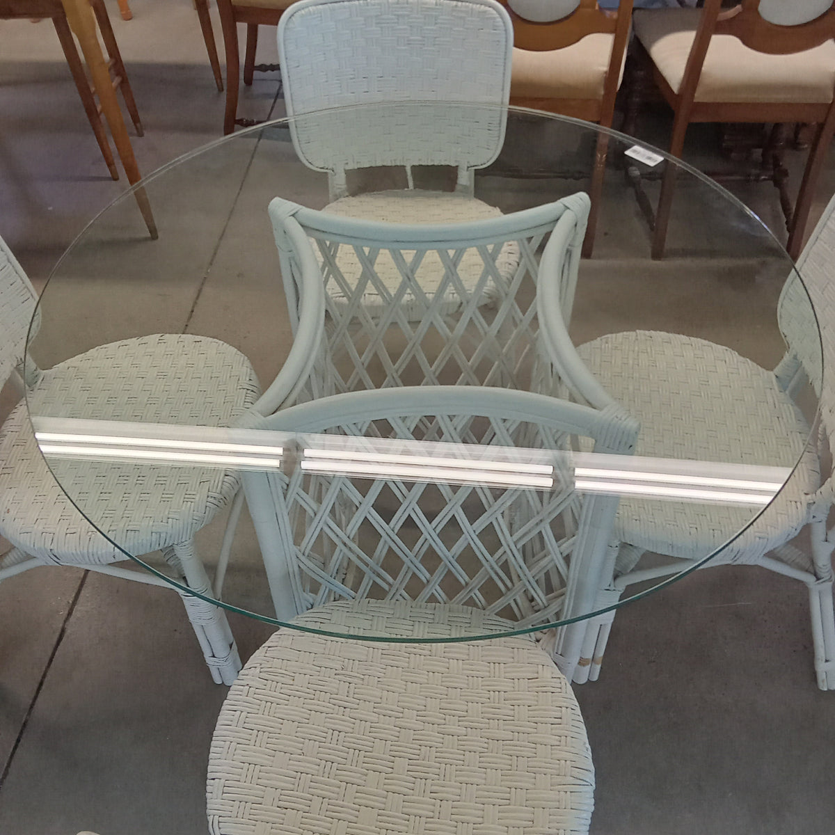 Four Piece White Wicker Patio Set