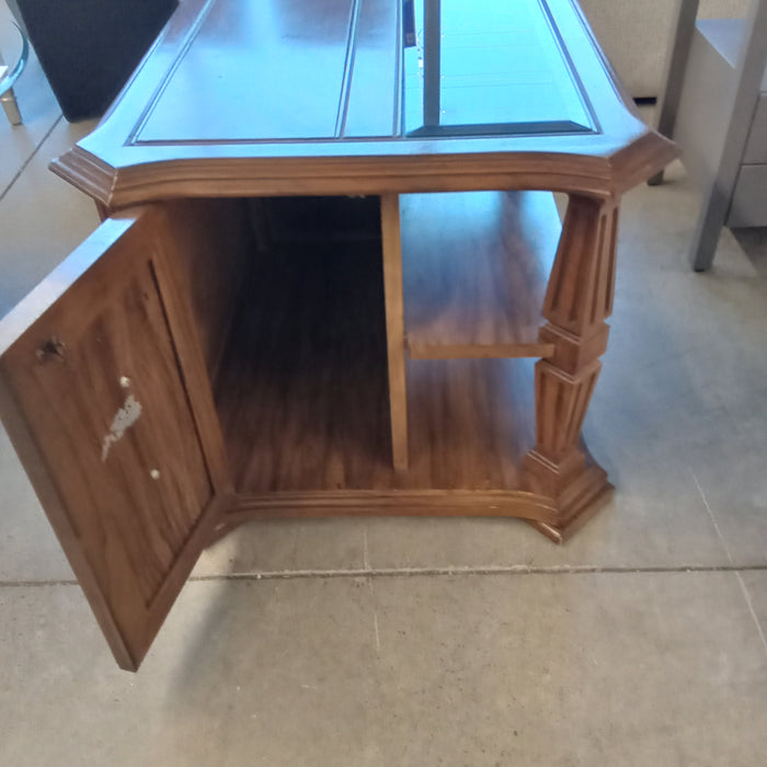 24.5"W Side Table with Cupboard and Glass Top