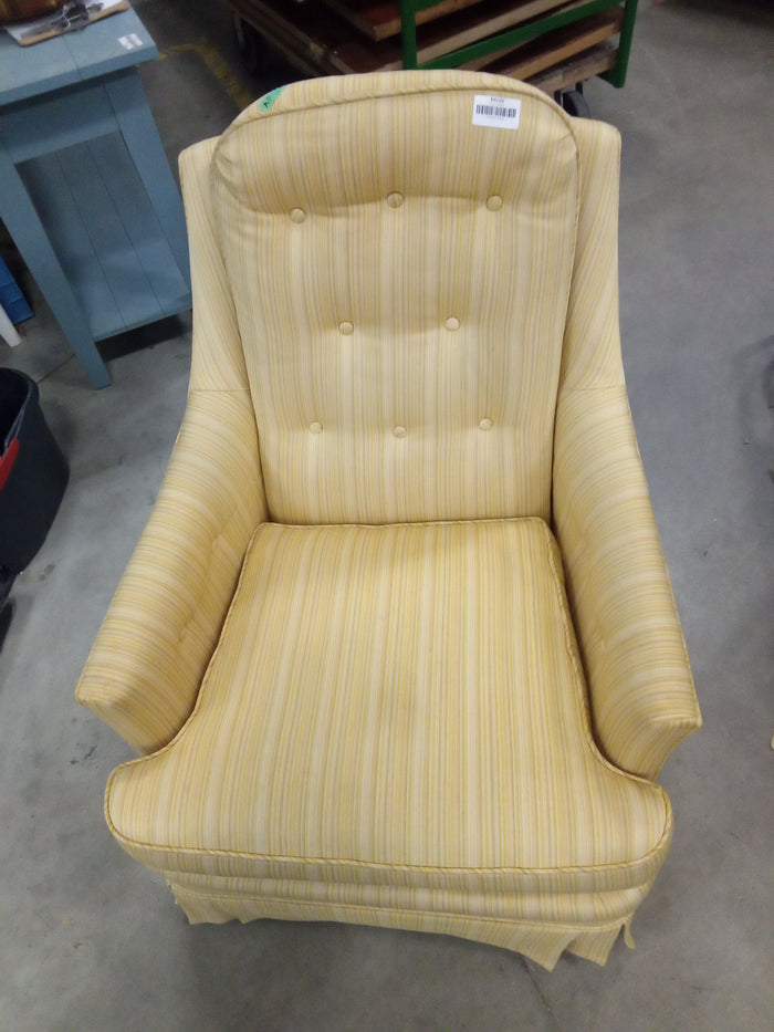 28.5"W Mustard Yellow Striped Armchair