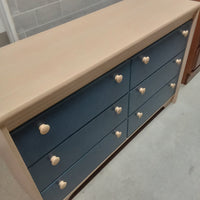 50"W 6-Drawer Dresser with Blue Drawers