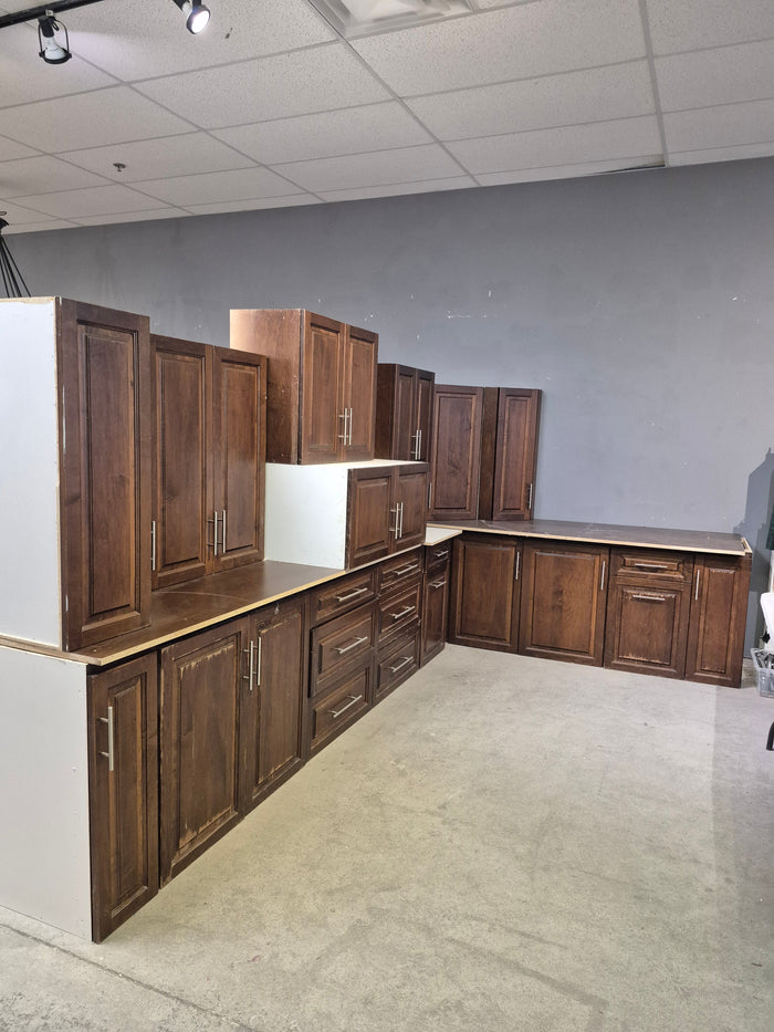 Brown Solid Wood Cabinet Set