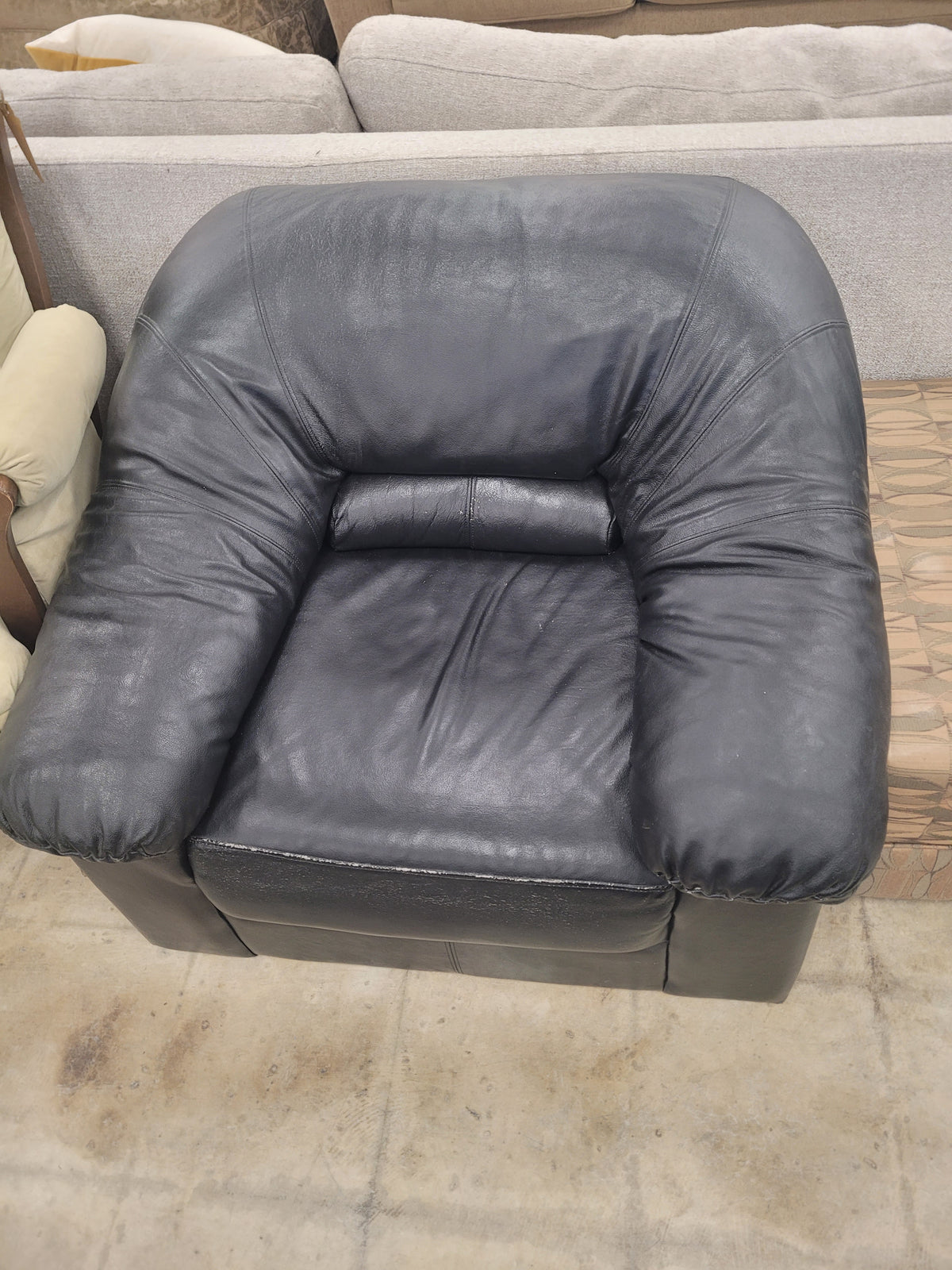 Faux Black Leather Armchair