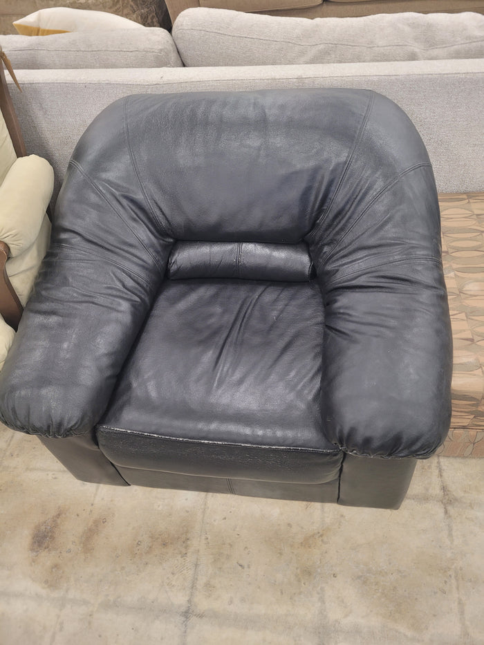 Faux Black Leather Armchair