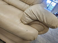 Plush Cream Faux Leather loveseat