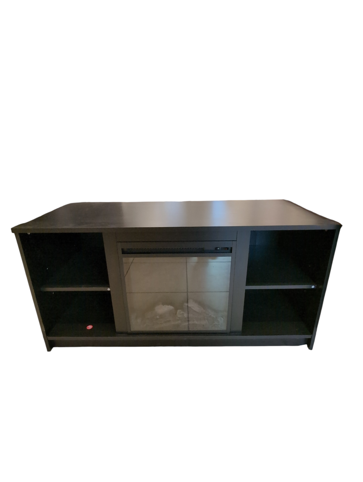 Black TV Stand w/ Built‑In Electric Fireplace