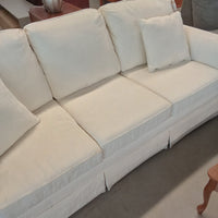 80"W Cream Fabric 3-Seat Sofa