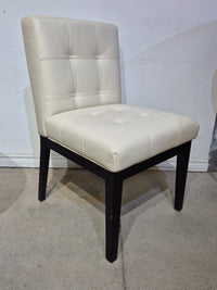 Leather Accent Chair - Off-White with Wood Frame
