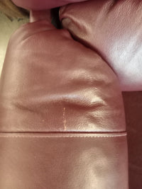 35"W Burgundy Leather Manual Recliner Armchair