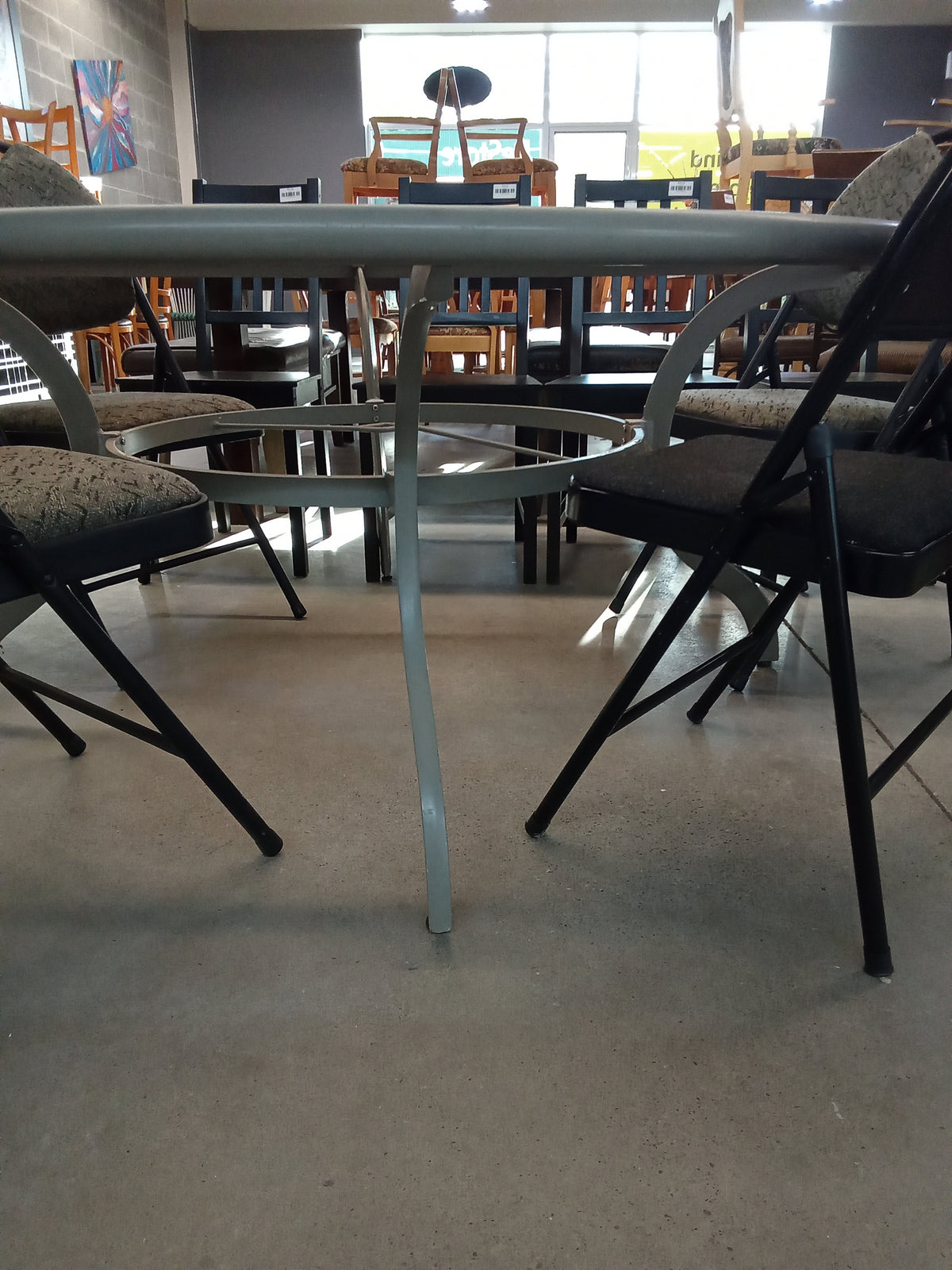 58.5" W Round Glass Dining Table