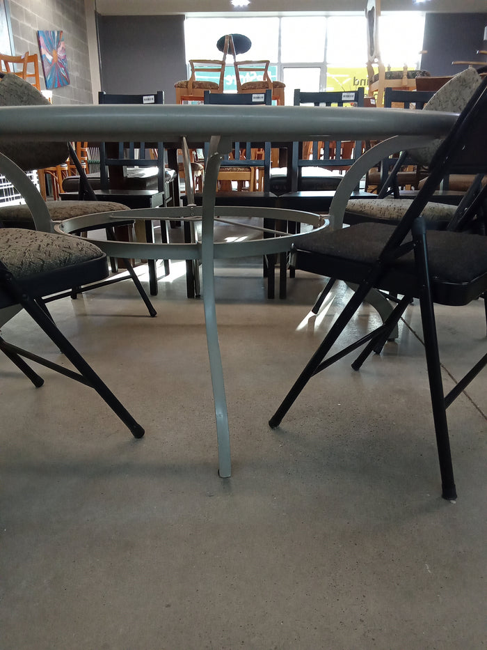 58.5" W Round Glass Dining Table