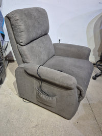Grey Upholstered Power Recliner / Lift Chair
