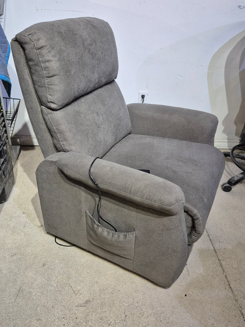 Grey Upholstered Power Recliner / Lift Chair