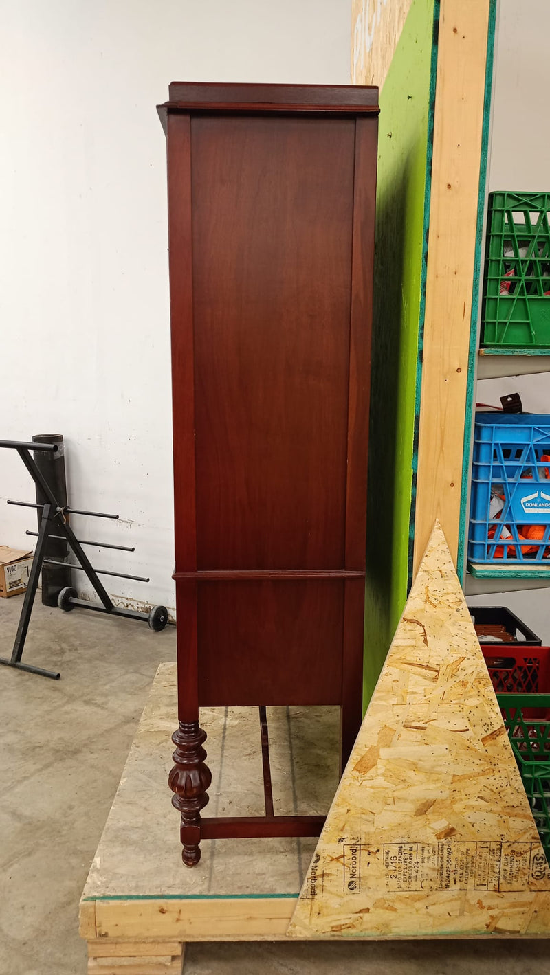 Dark Wood Glass Fronted Display Cabinet