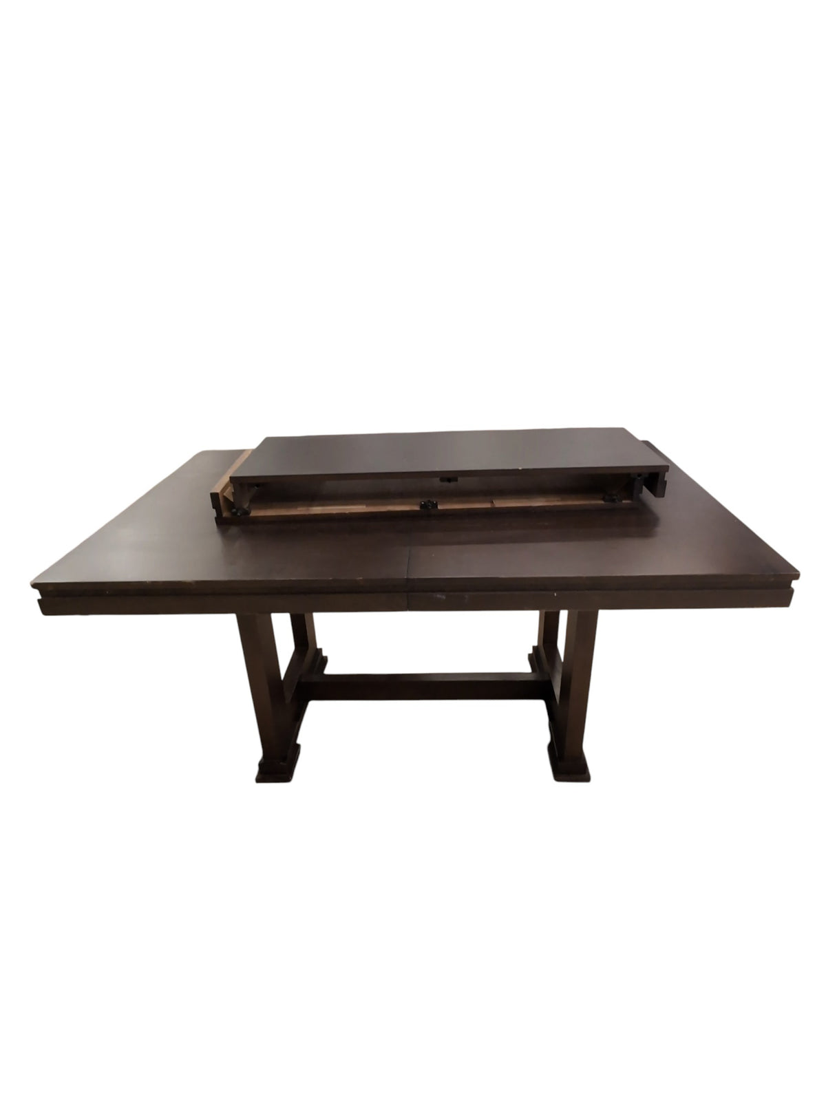 Dark Wood Dining Table Set w/ Six Chairs & Extendable Leaves