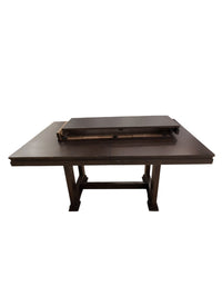 Dark Wood Dining Table Set w/ Six Chairs & Extendable Leaves