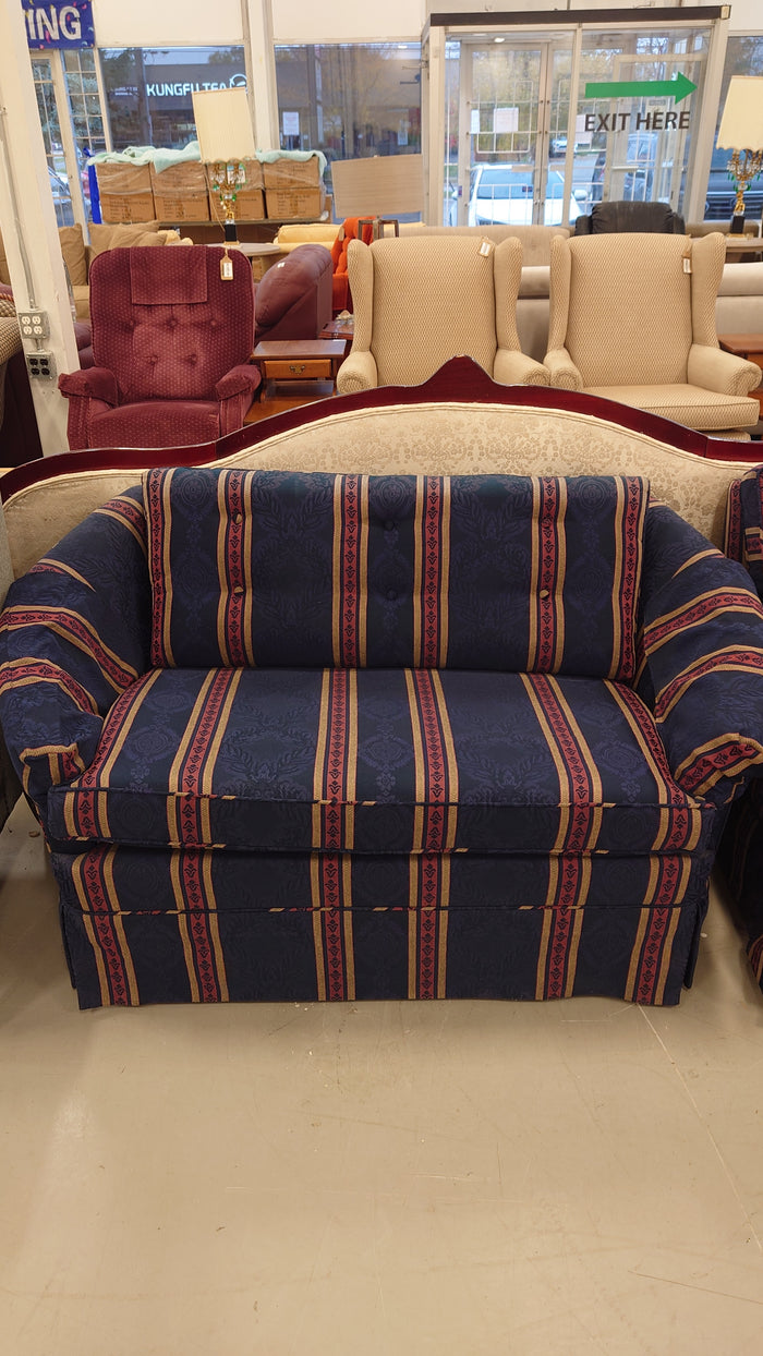 Navy Blue Fabric 2 Seater Loveseat